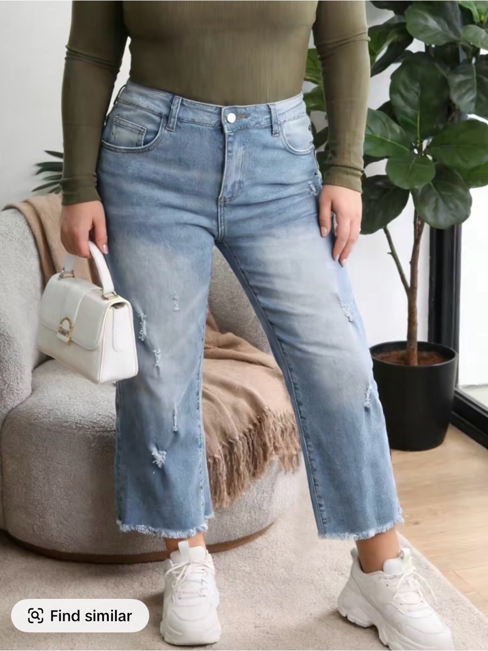 Light Blue Distressed Cropped Women’s Jeans